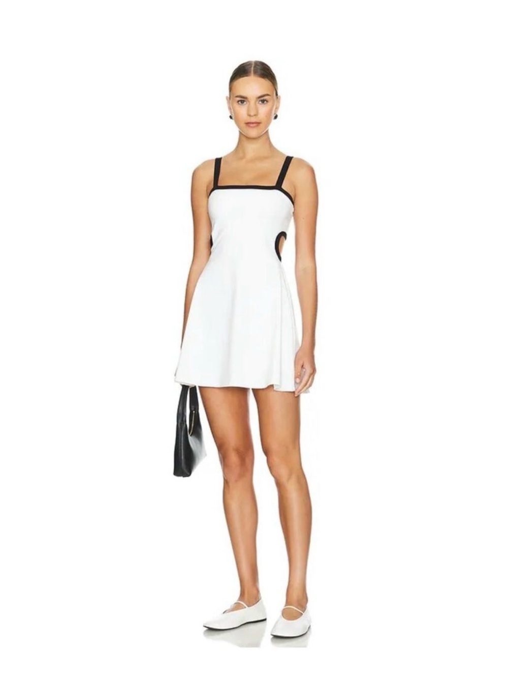 Beach Riot White Sage Athletic Mini Dress with Black Trim